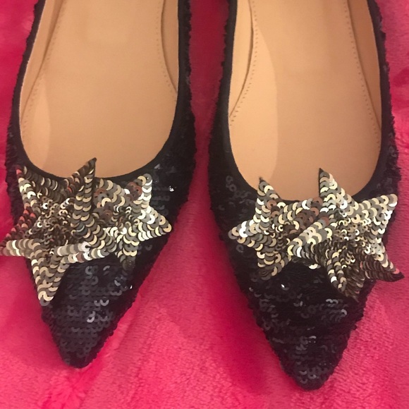 NWB J. Crew Navy Sequin Star Flats - Picture 1 of 8